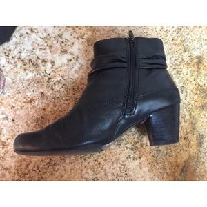 David Tate Black Leather Booties